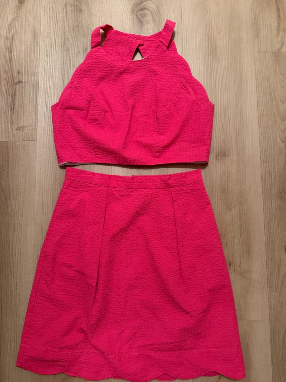 Lauren James Pink Set Satin-Lined with Coral Scallop Trim